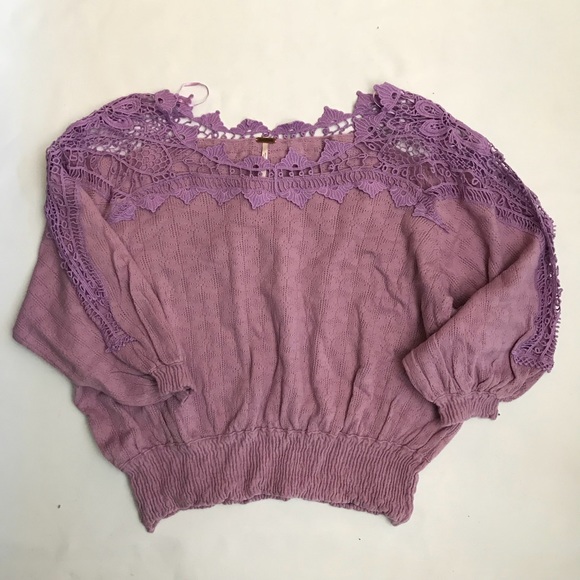 Free People Lace Trim Peasant Sweater - Picture 6 of 8